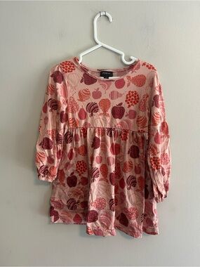 Picapino girls 5 Pink & red Apple like print  Long-Sleeve dress